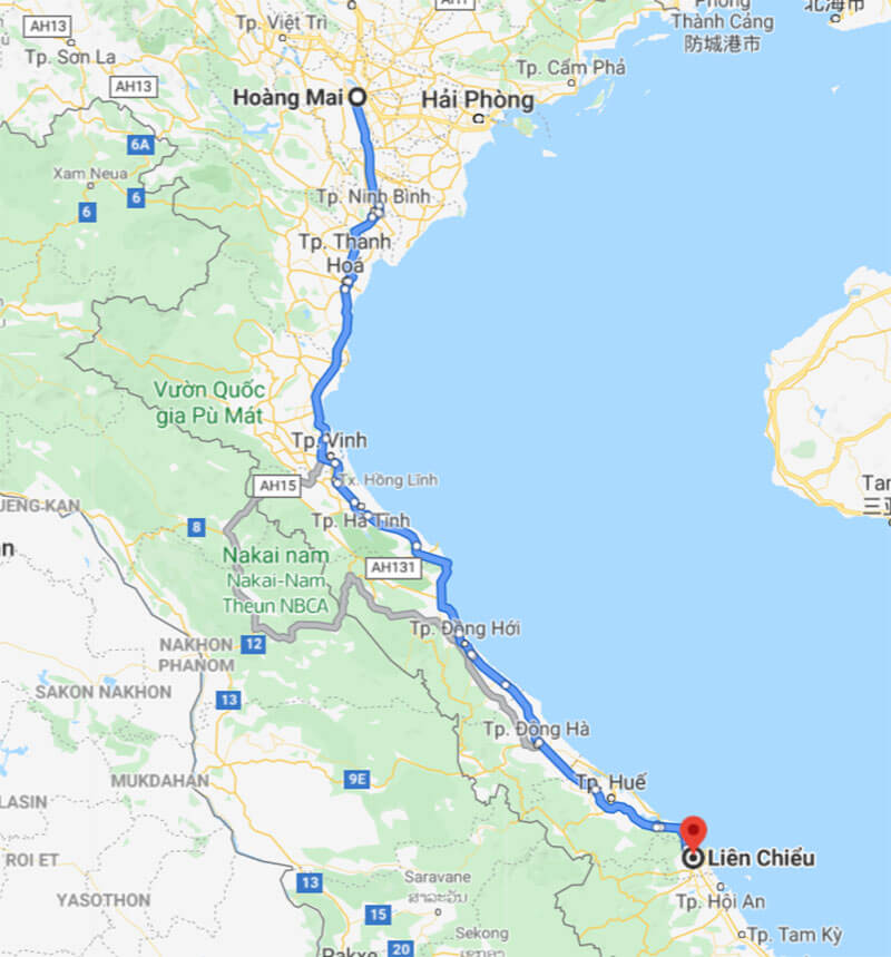 Lộ trình xe vận chuyển hàng từ Hà Nội đi Liên Chiểu Đà Nẵng của Phượng Hoàng Lộ trình xe vận chuyển hàng từ Hà Nội đi Liên Chiểu Đà Nẵng của Phượng Hoàng