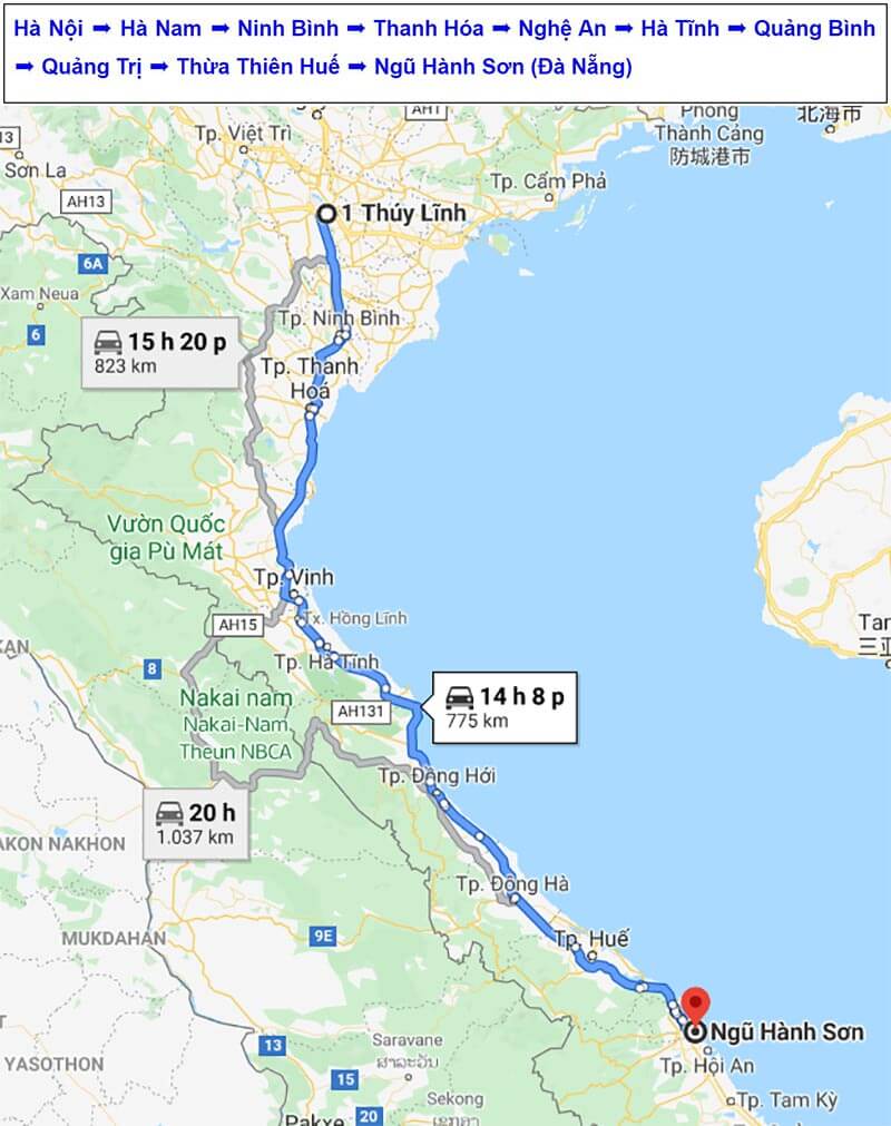 Lộ trình vận chuyển hàng hóa từ Hà Nội - Ngũ Hành Sơn, Đà Nẵng của Vận Tải Phượng Hoàng Lộ trình vận chuyển hàng hóa từ Hà Nội - Ngũ Hành Sơn, Đà Nẵng của Vận Tải Phượng Hoàng