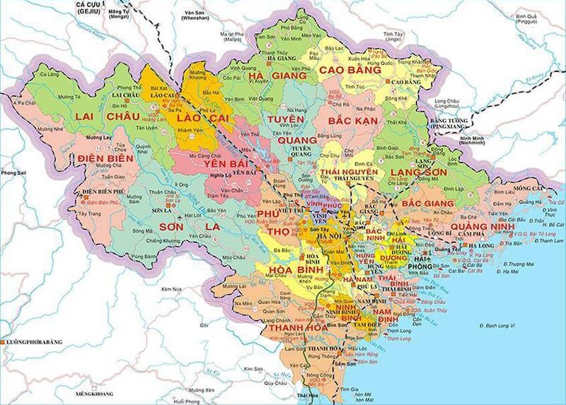 Bản đồ các tỉnh miền Bắc Bản đồ các tỉnh miền Bắc