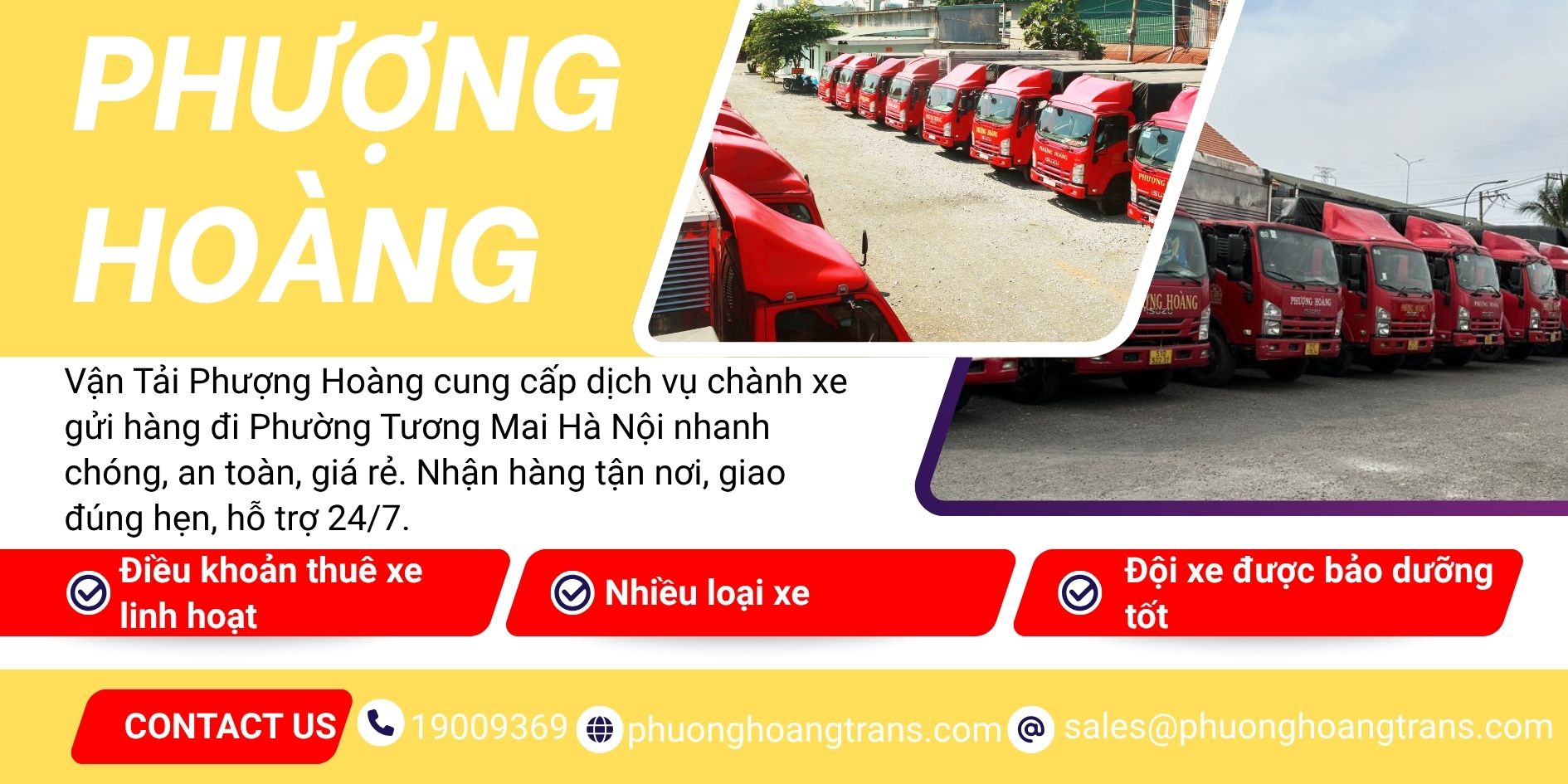 Chành xe gửi hàng đi Phường Tương Mai Hà Nội vận tải phượng hoàng