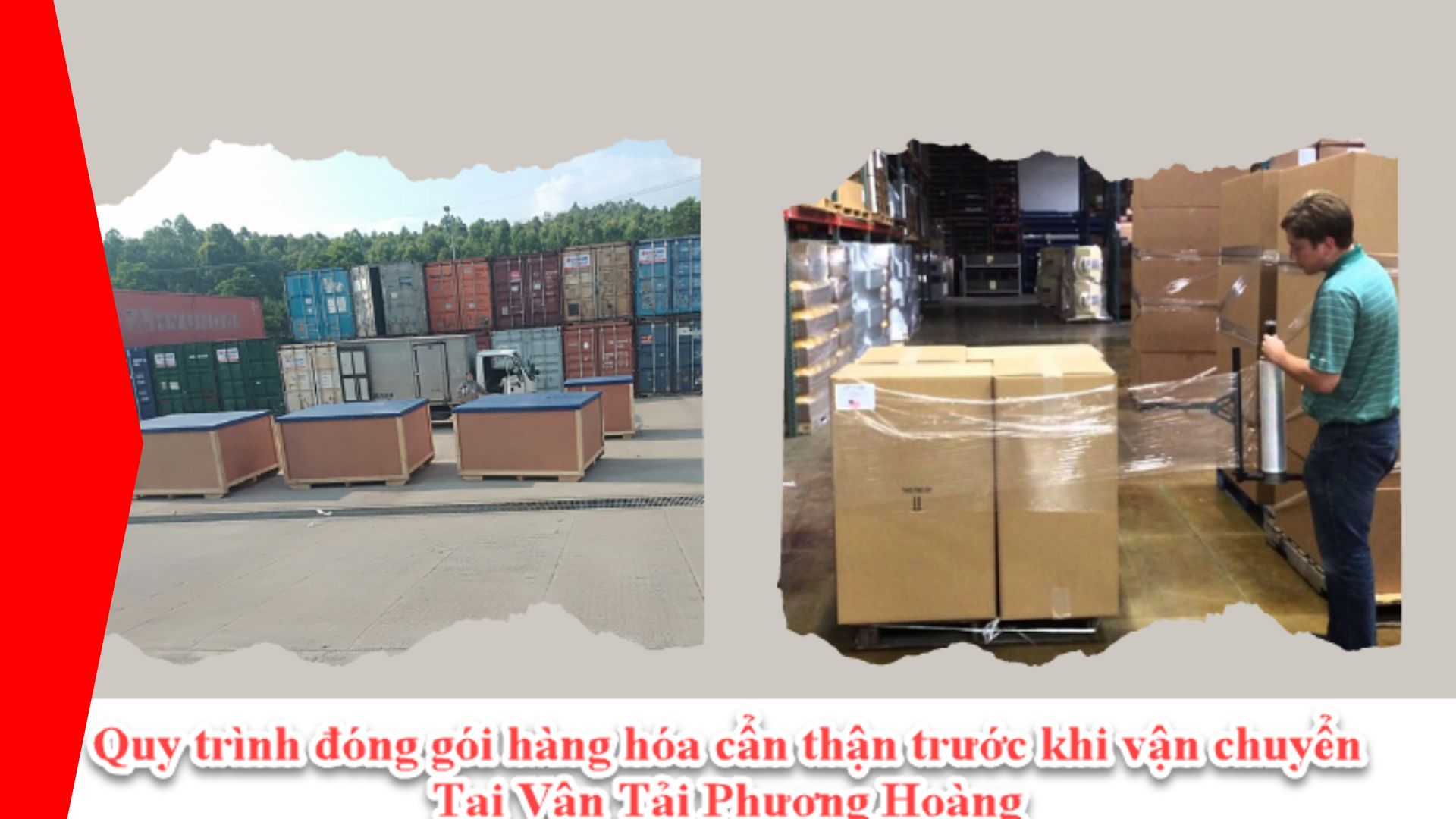Quy trình đóng gói hàng hóa cẩn thận trước khi vận chuyển